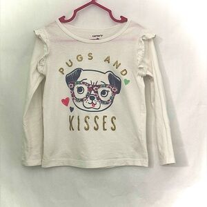 Carter's Pugs and Kisses Long Sleeve Shirt W/ Ruffles